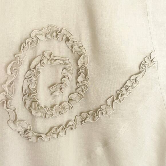 Marisa Christina Linen Blend A-Line Midi Skirt Size 10 Ruffle Swirls Lagenlook - Picture 5 of 8